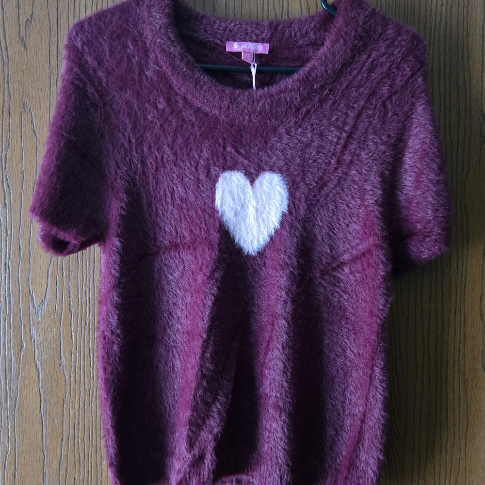Sugar Thrillz Fuzzy Burgundy Sweater